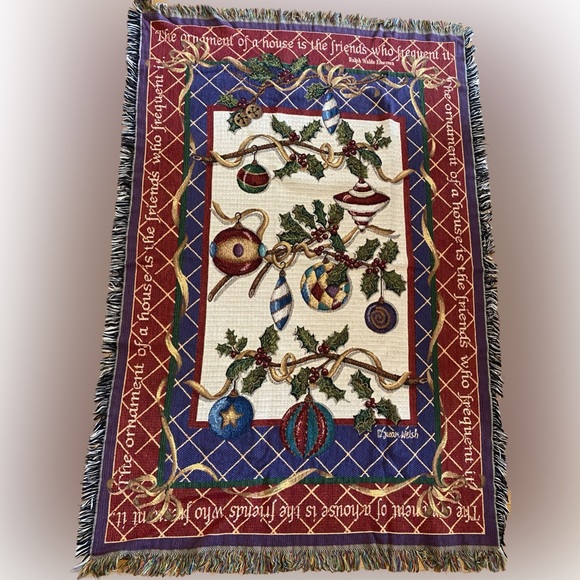 Goodwin Weavers Crown Crafts Vintage Woven Holiday Throw Blanket 🎄 Susan Welsh - Picture 1 of 6